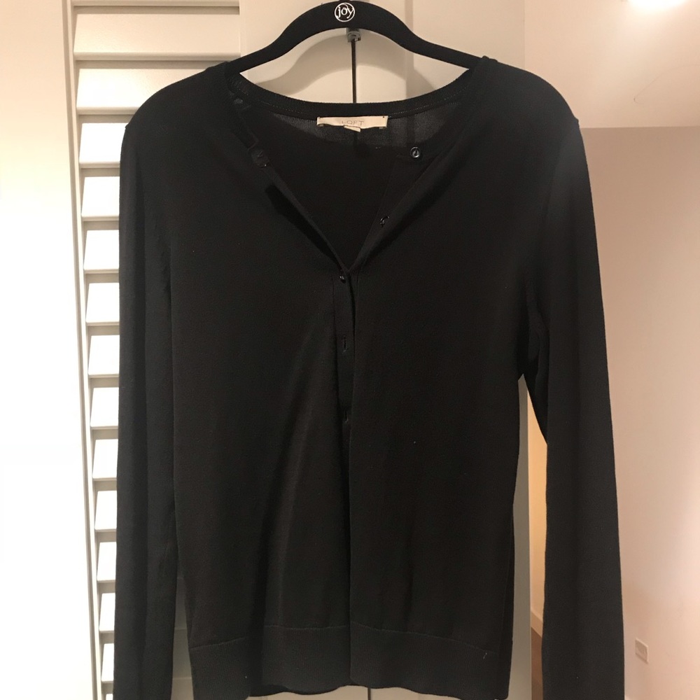 Black Ann Taylor Loft Button-Down Cardigan